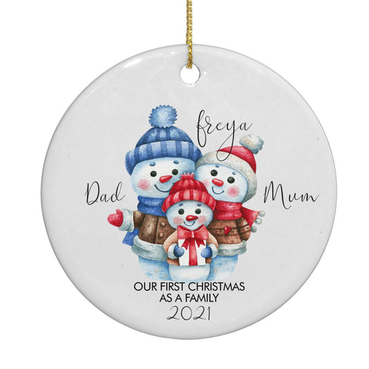 Custom Snowman Family Circle Decoration