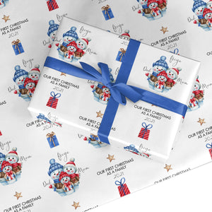 Custom Snowman Family Wrapping Paper