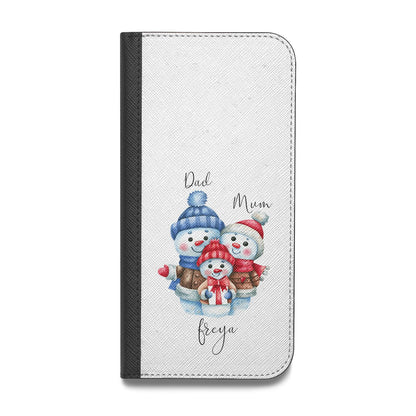 Custom Snowman Family Vegan Leather Flip iPhone Case