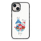 Custom Snowman Family iPhone 14 Black Impact Case on Silver phone