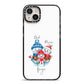 Custom Snowman Family iPhone 14 Plus Black Impact Case on Silver phone