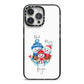 Custom Snowman Family iPhone 14 Pro Max Black Impact Case on Silver phone
