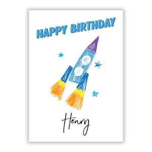 Custom Space Rocket Greetings Card