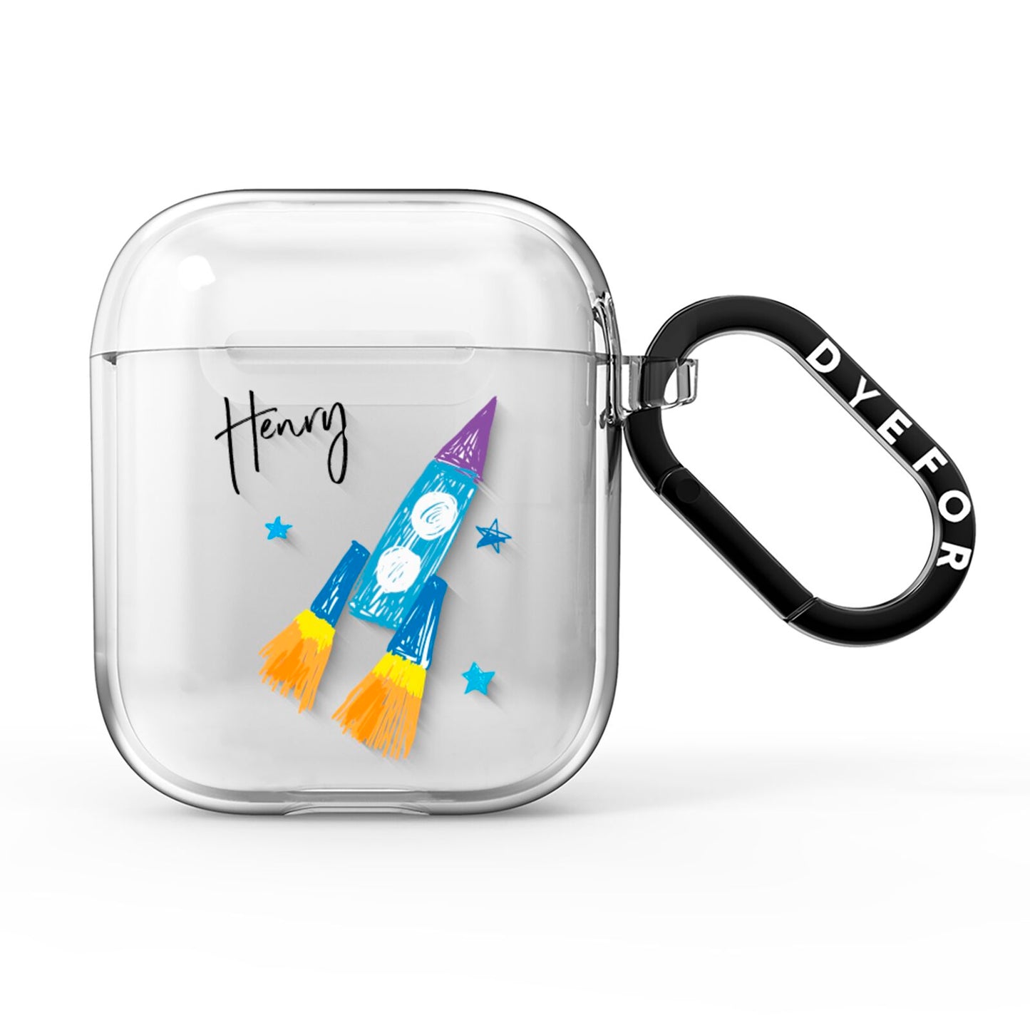 Custom Space Rocket AirPods Clear Case