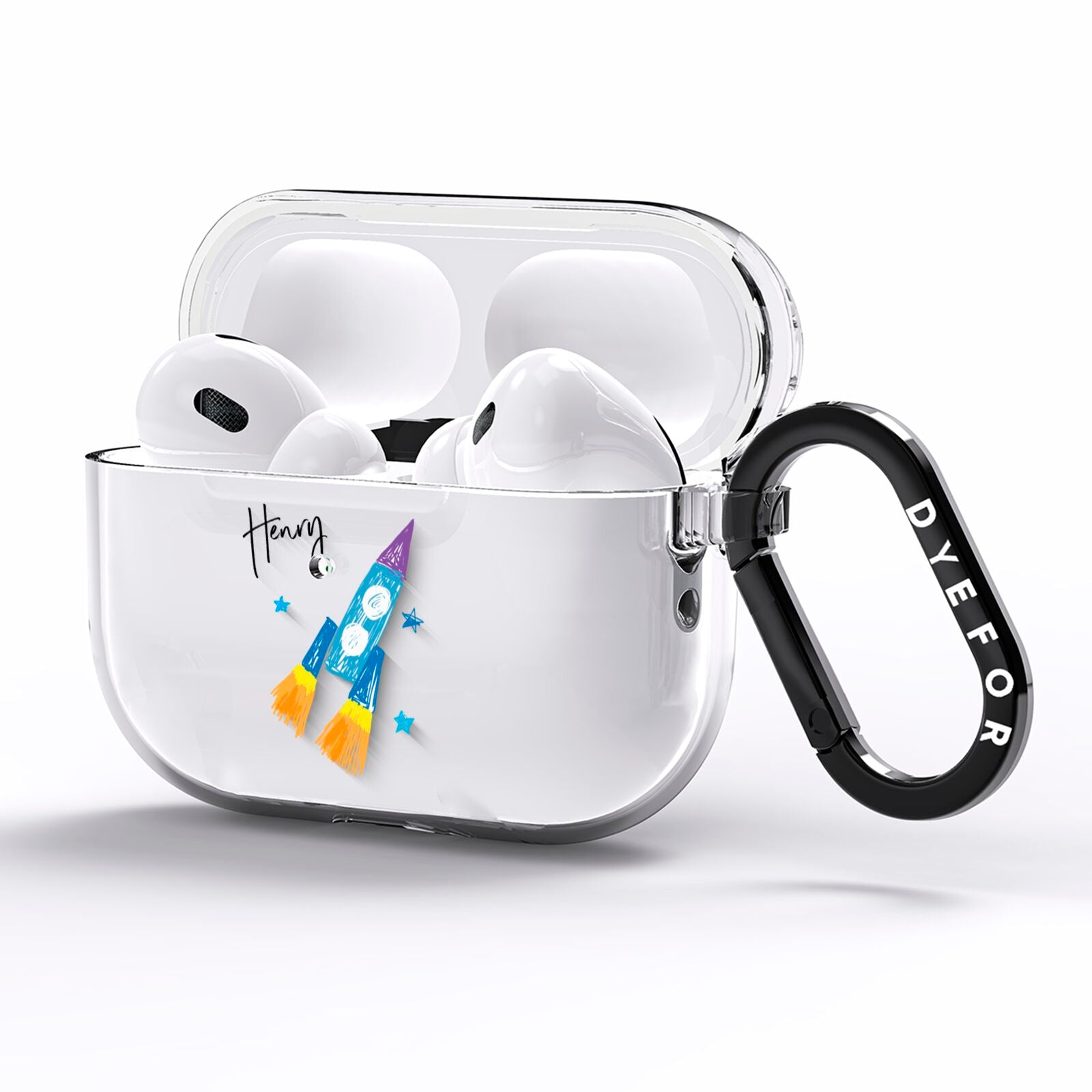 Custom Space Rocket AirPods Pro Clear Case Side Image