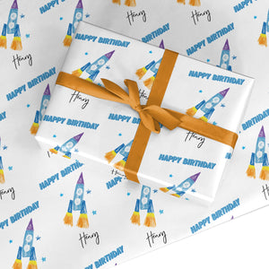 Custom Space Rocket Wrapping Paper