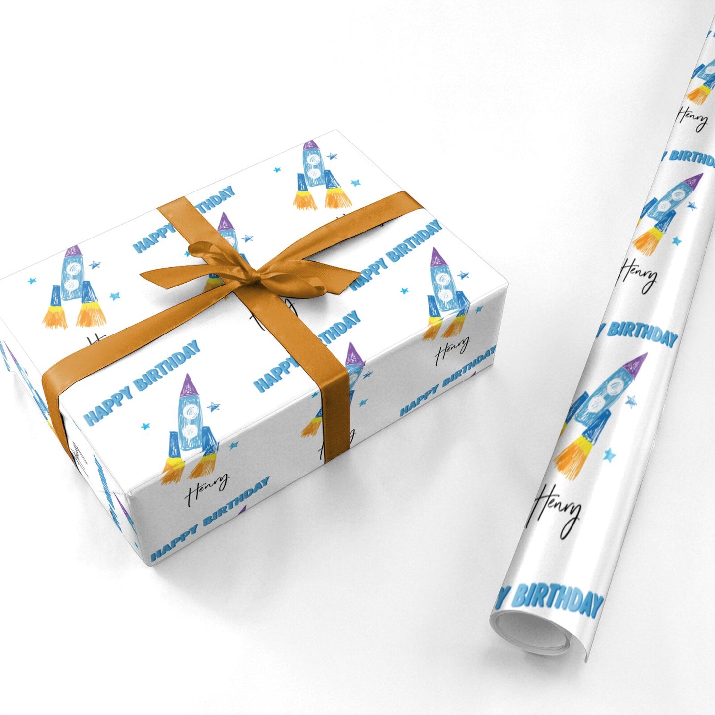 Custom Space Rocket Wrapping Paper – Dyefor