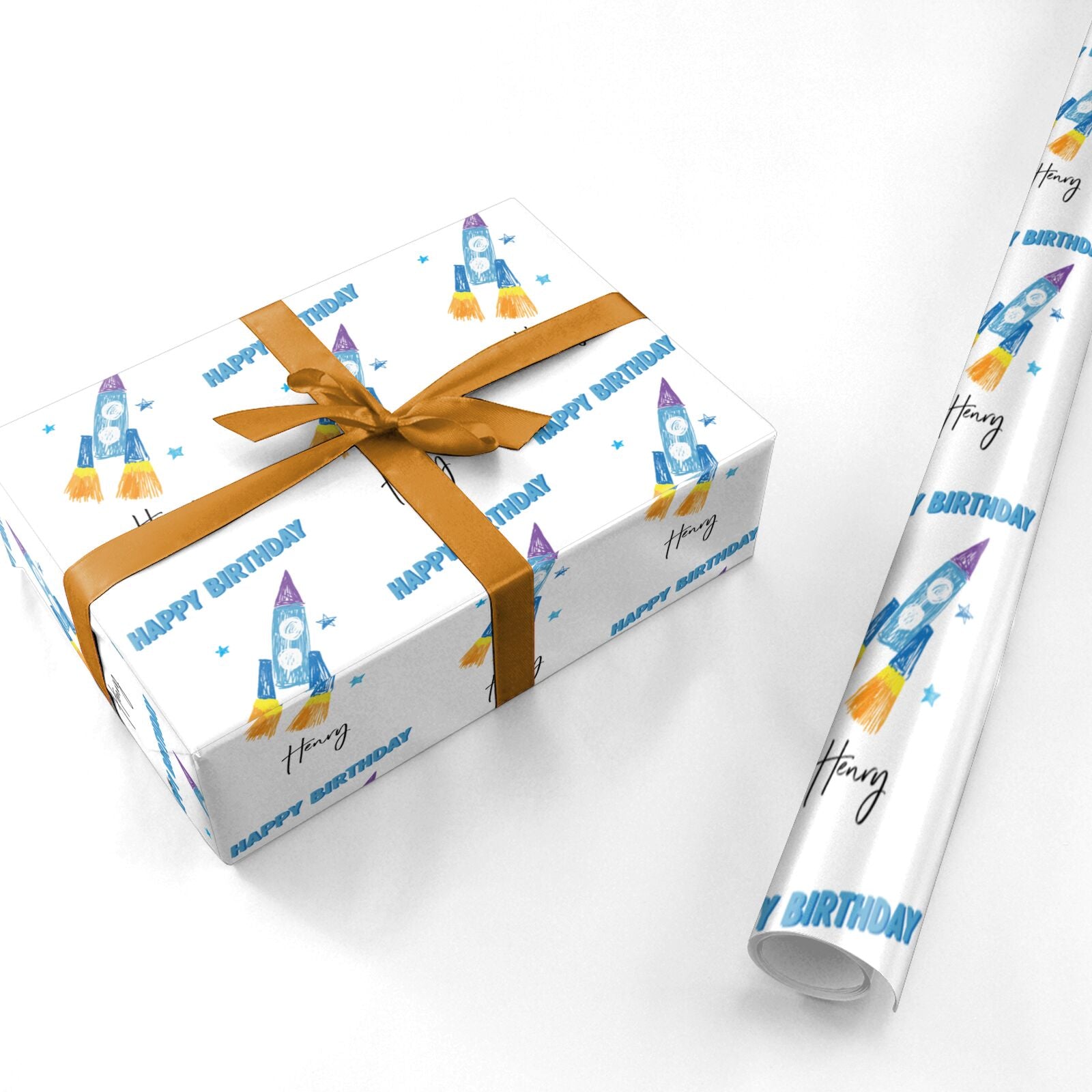 Custom Space Rocket Personalised Wrapping Paper