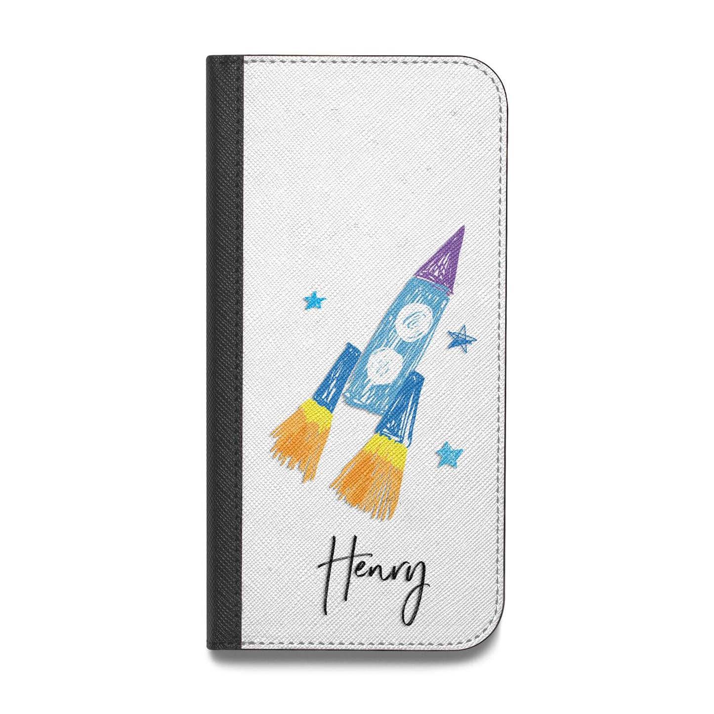 Custom Space Rocket Vegan Leather Flip Samsung Case