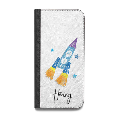 Custom Space Rocket Vegan Leather Flip Samsung Case
