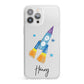 Custom Space Rocket iPhone 13 Pro Max Clear Bumper Case