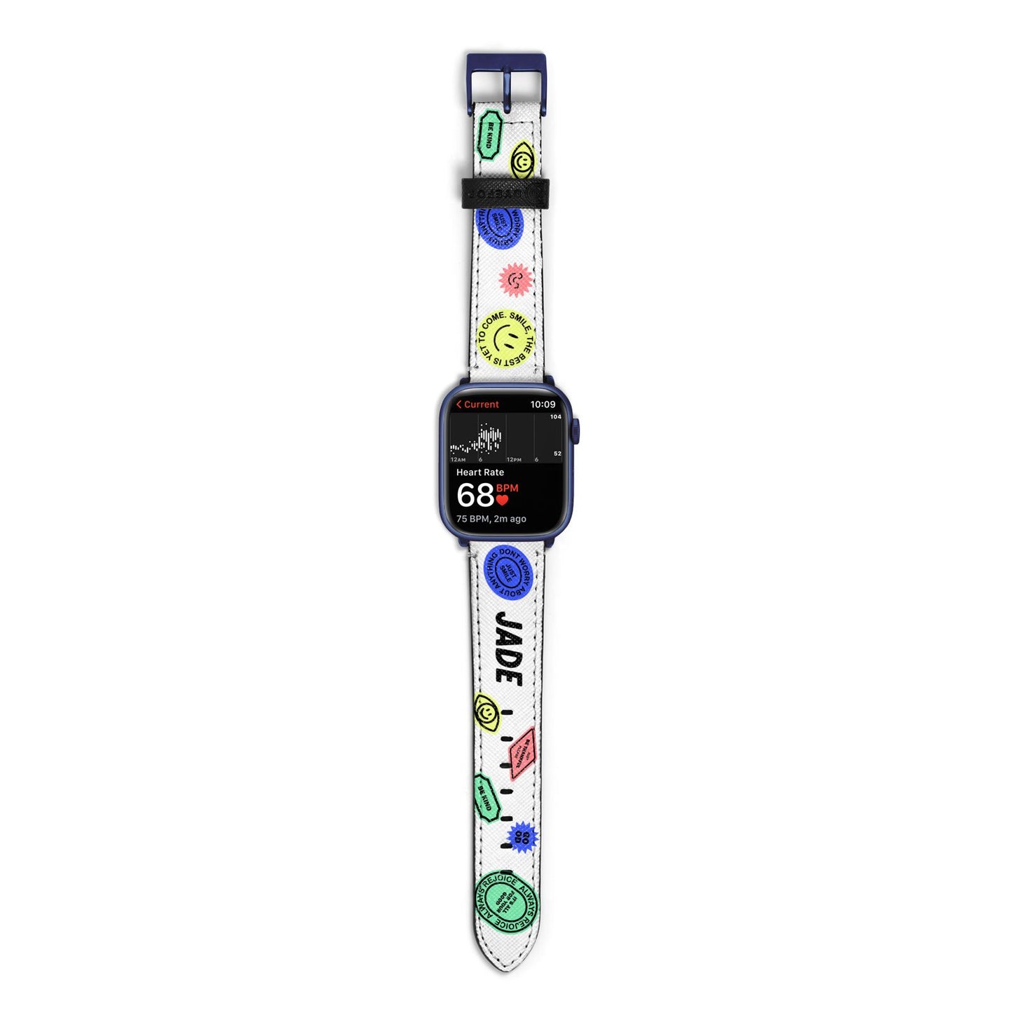 Custom Stickers Apple Watch Strap Size 38mm with Blue Hardware