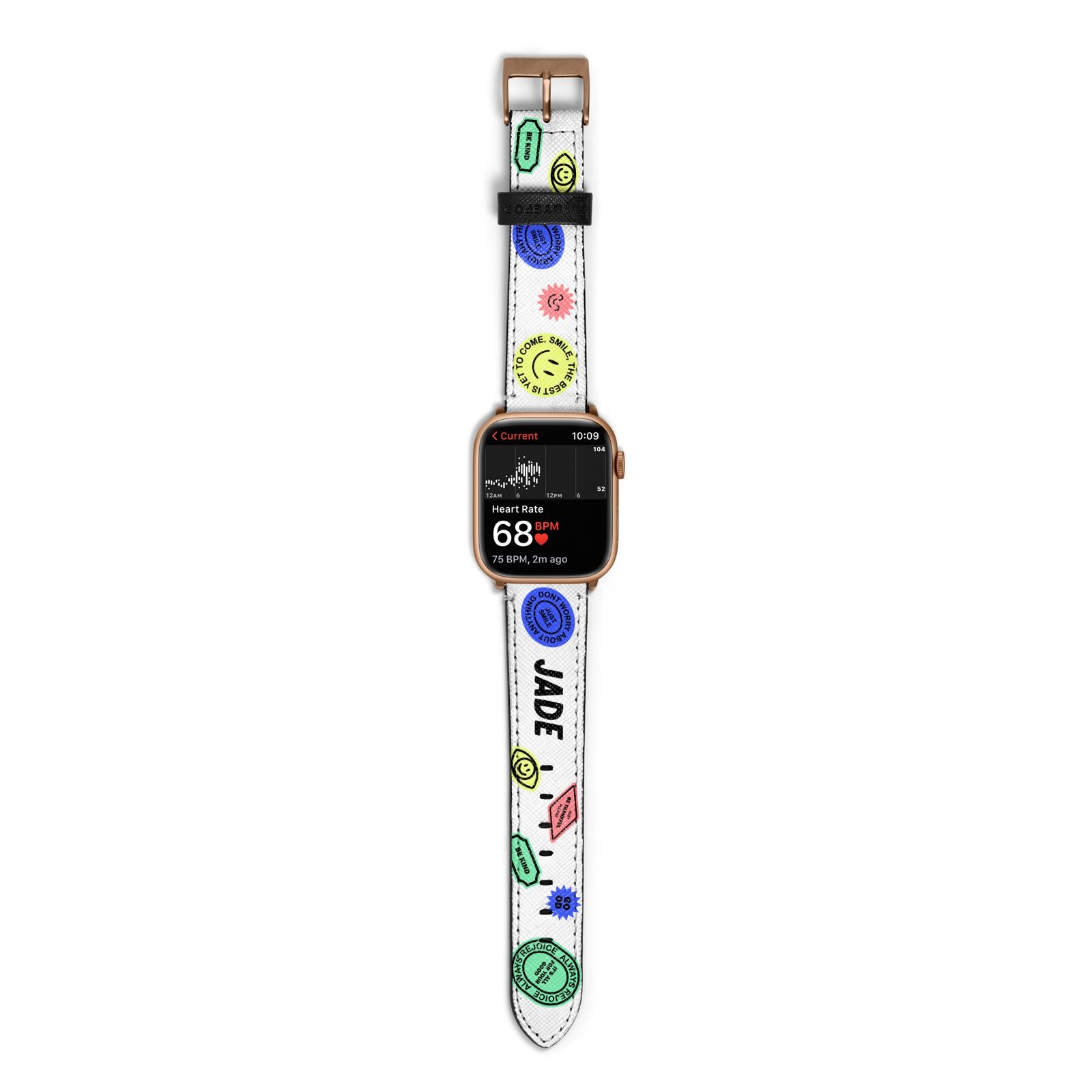 Custom Stickers Apple Watch Strap Size 38mm with Gold Hardware