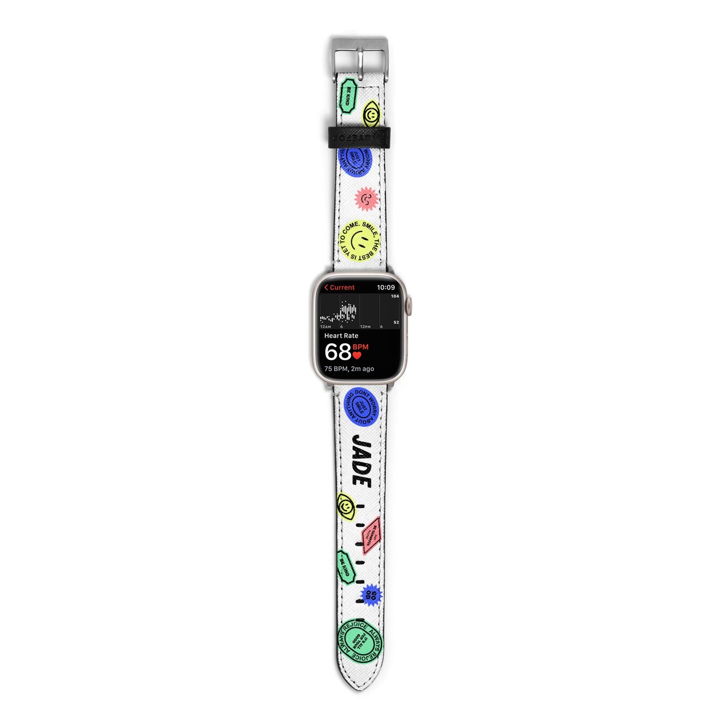 Custom Stickers Apple Watch Strap Size 38mm with Silver Hardware