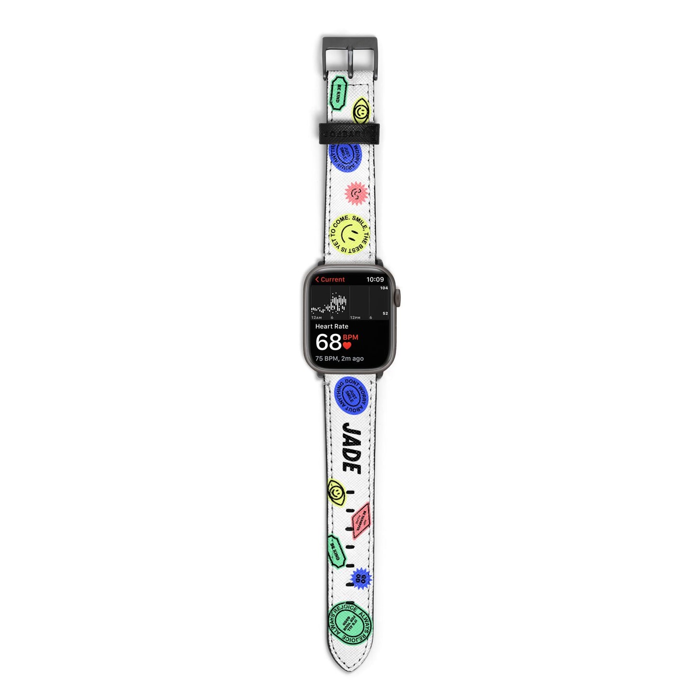 Custom Stickers Apple Watch Strap Size 38mm with Space Grey Hardware