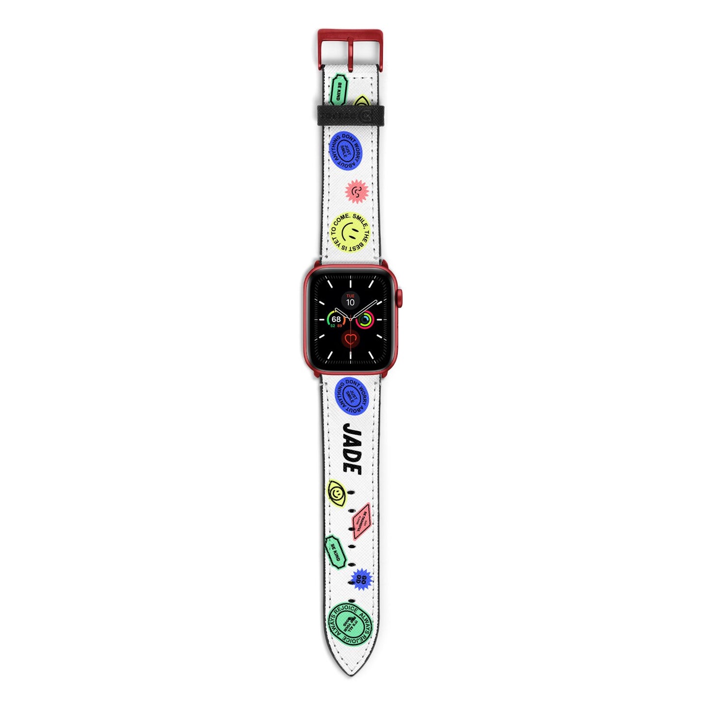 Custom Stickers Apple Watch Strap with Red Hardware