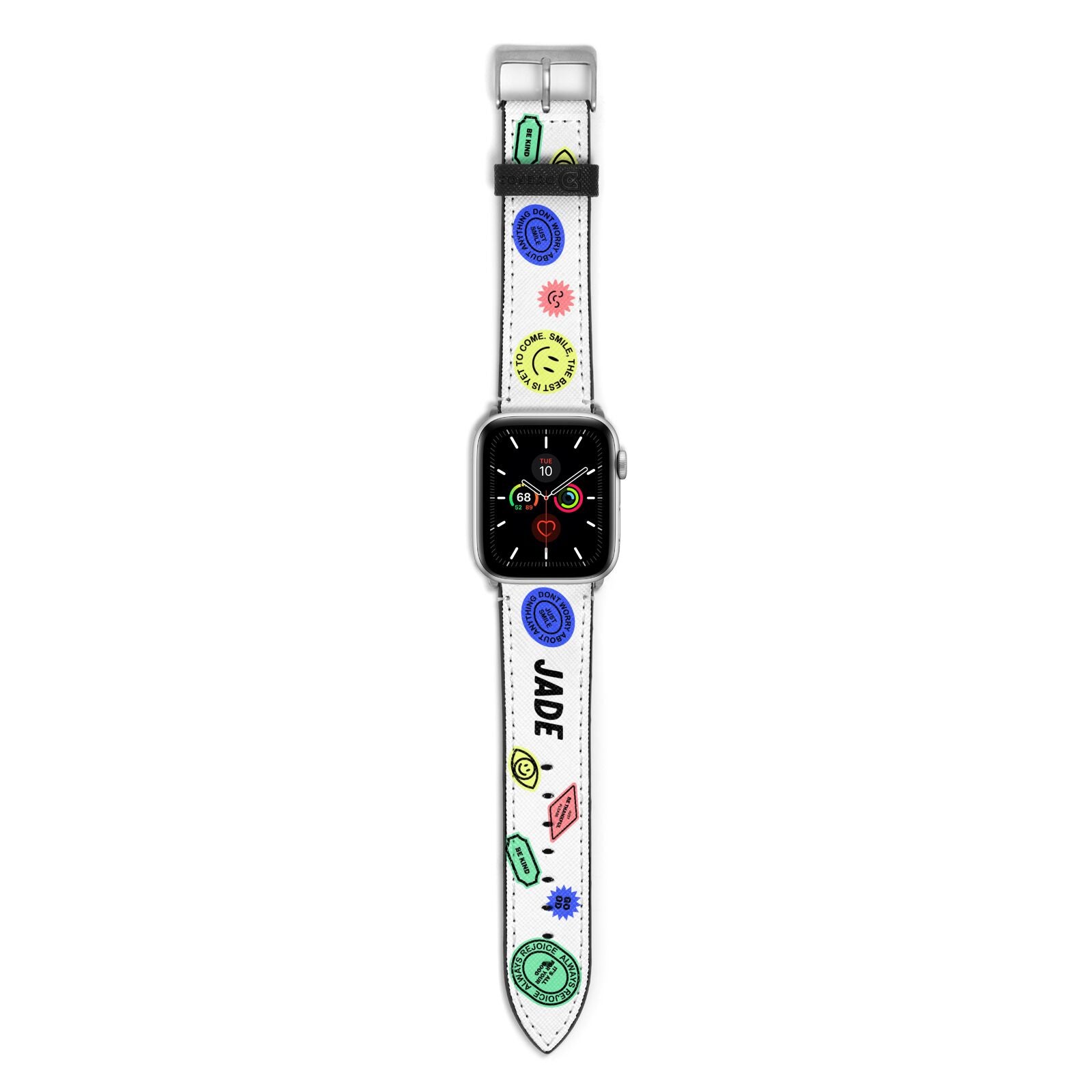 Custom Stickers Apple Watch Strap with Silver Hardware