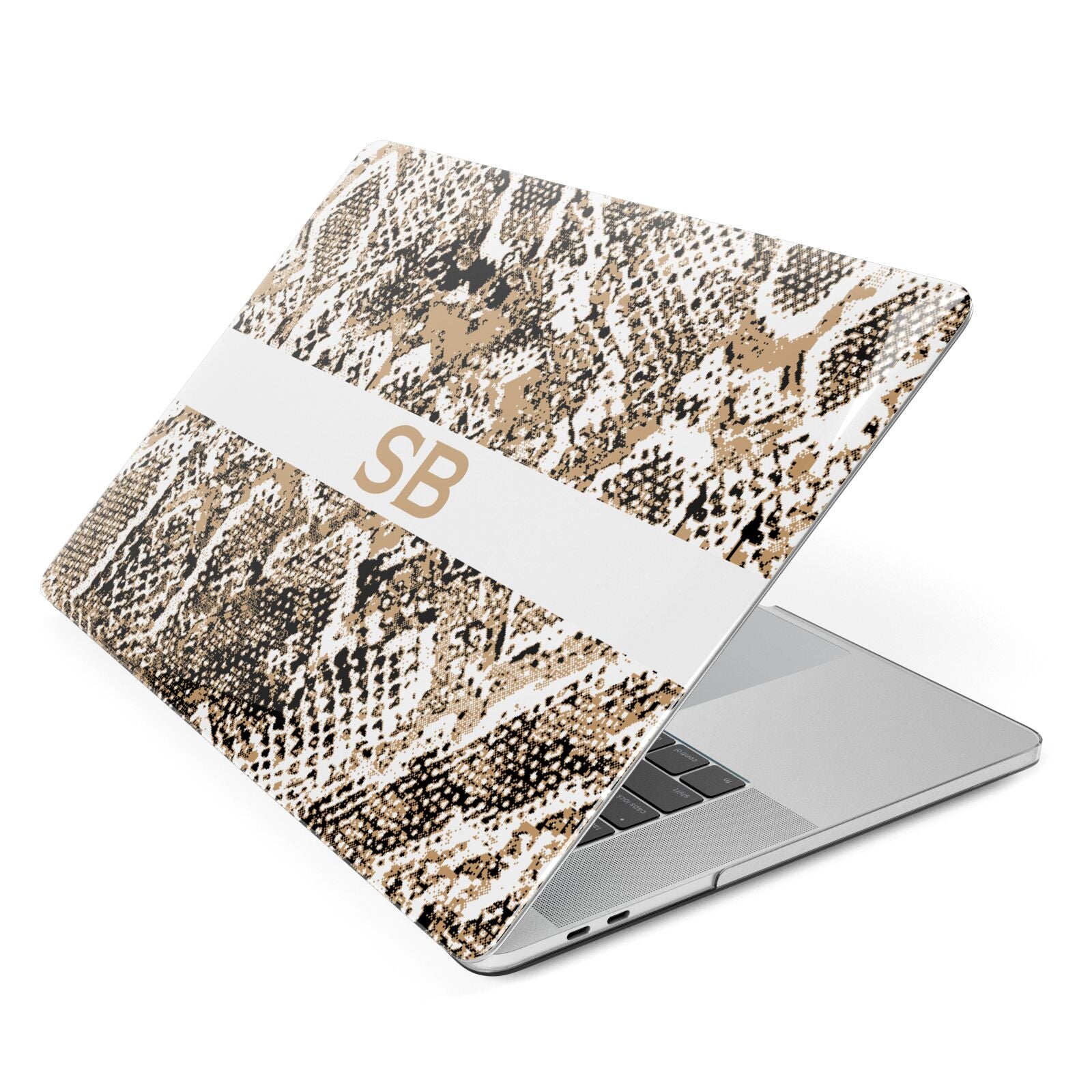 Custom Tan Snakeskin Apple MacBook Case Side View