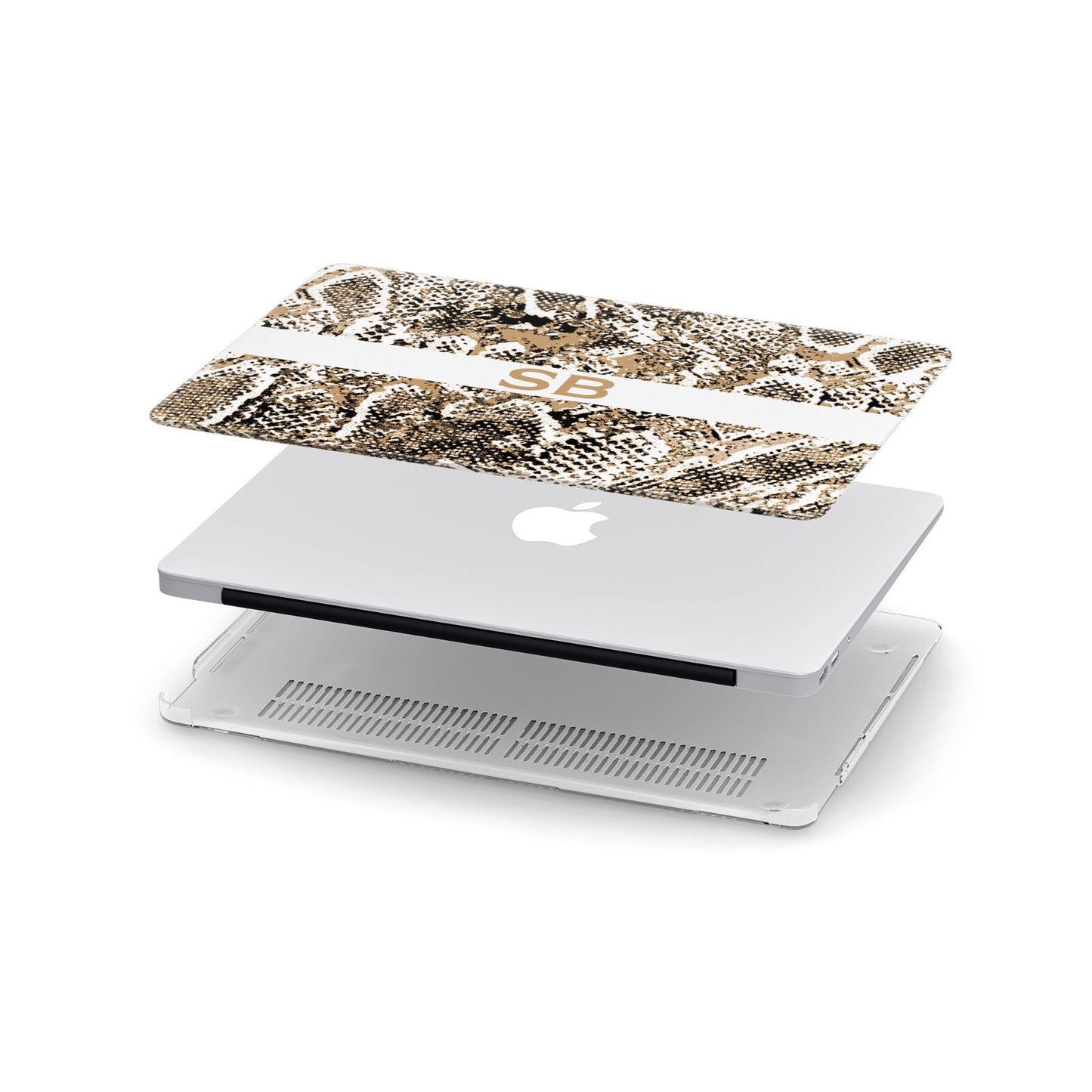 Custom Tan Snakeskin Apple MacBook Case in Detail