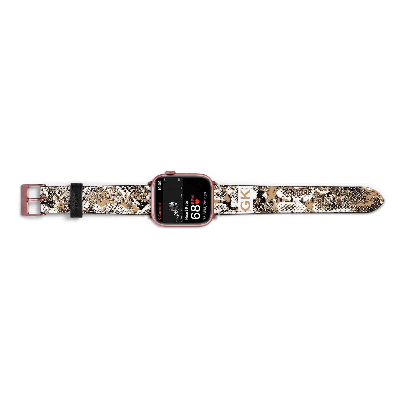 Custom Tan Snakeskin Apple Watch Strap Size 38mm Landscape Image Rose Gold Hardware