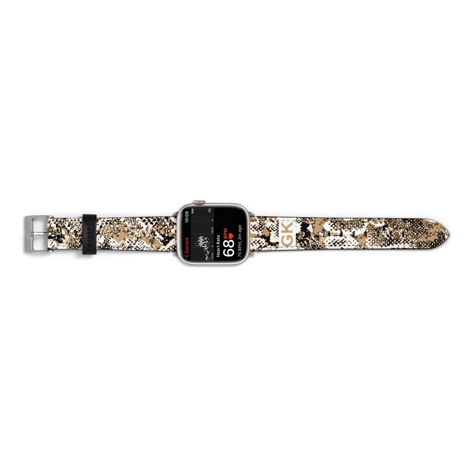 Custom Tan Snakeskin Apple Watch Strap Size 38mm Landscape Image Silver Hardware