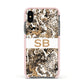 Custom Tan Snakeskin Apple iPhone Xs Impact Case Pink Edge on Black Phone
