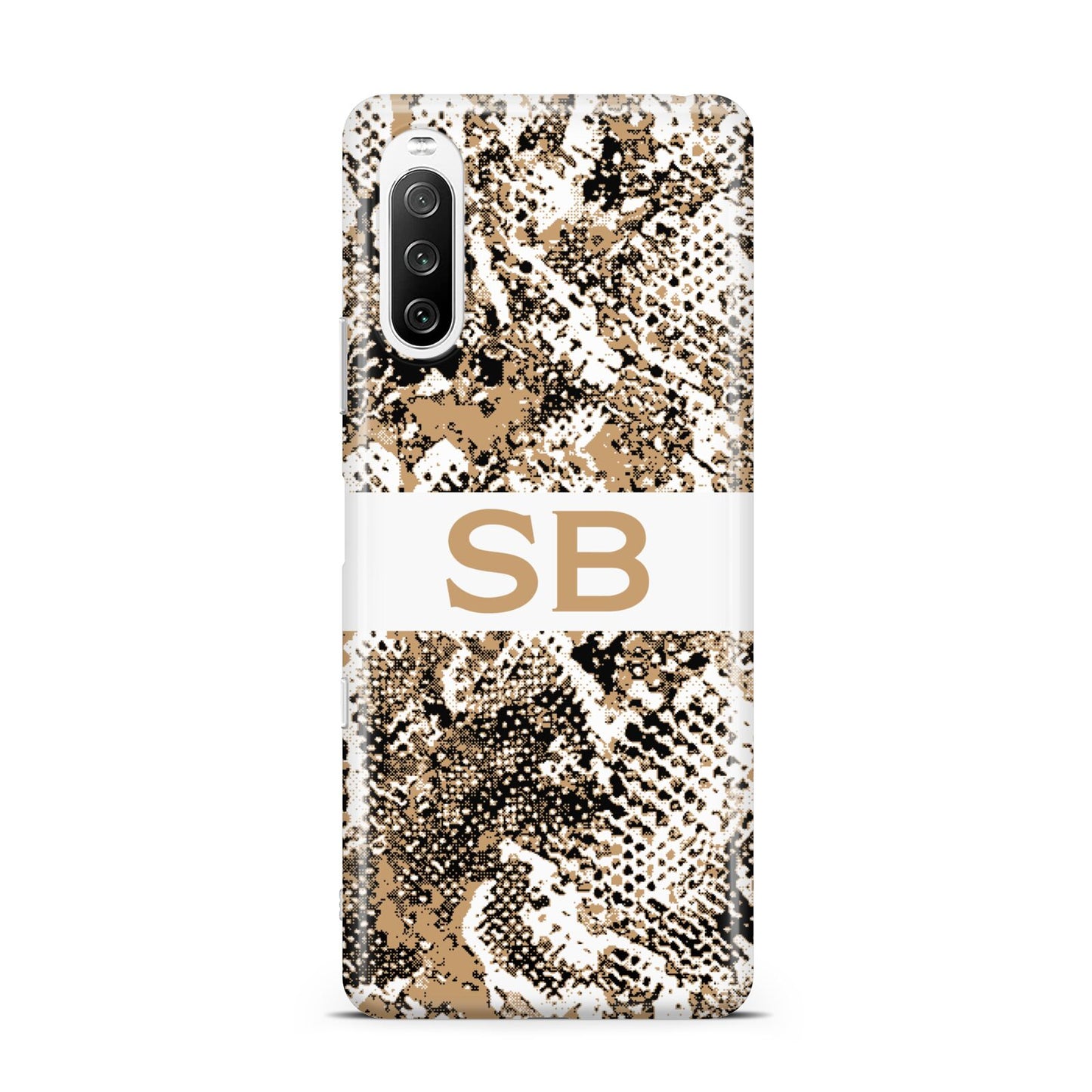Custom Tan Snakeskin Sony Xperia 10 III Case