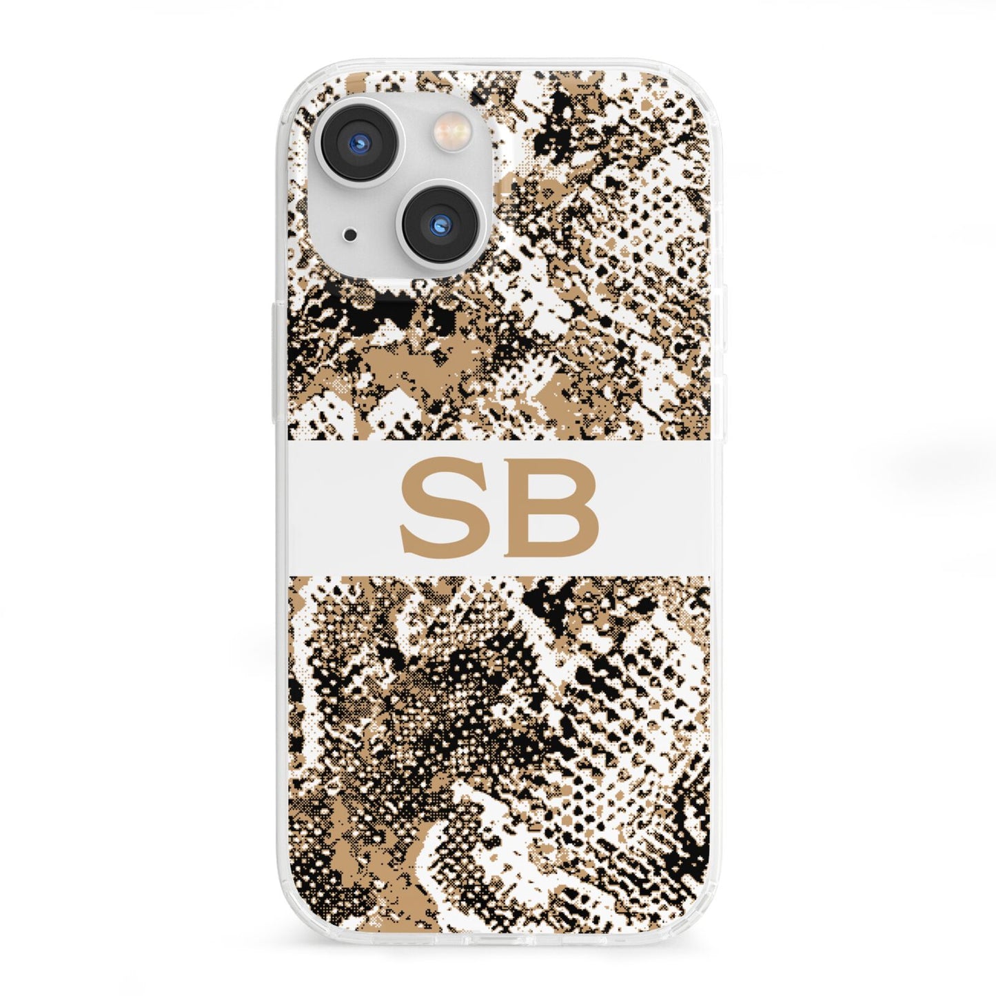 Custom Tan Snakeskin iPhone 13 Mini Clear Bumper Case
