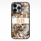 Custom Tan Snakeskin iPhone 13 Pro Black Impact Case on Silver phone