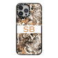 Custom Tan Snakeskin iPhone 13 Pro Max Black Impact Case on Silver phone