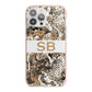 Custom Tan Snakeskin iPhone 13 Pro Max TPU Impact Case with Pink Edges