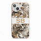 Custom Tan Snakeskin iPhone 13 TPU Impact Case with Pink Edges