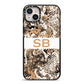 Custom Tan Snakeskin iPhone 14 Plus Black Impact Case on Silver phone