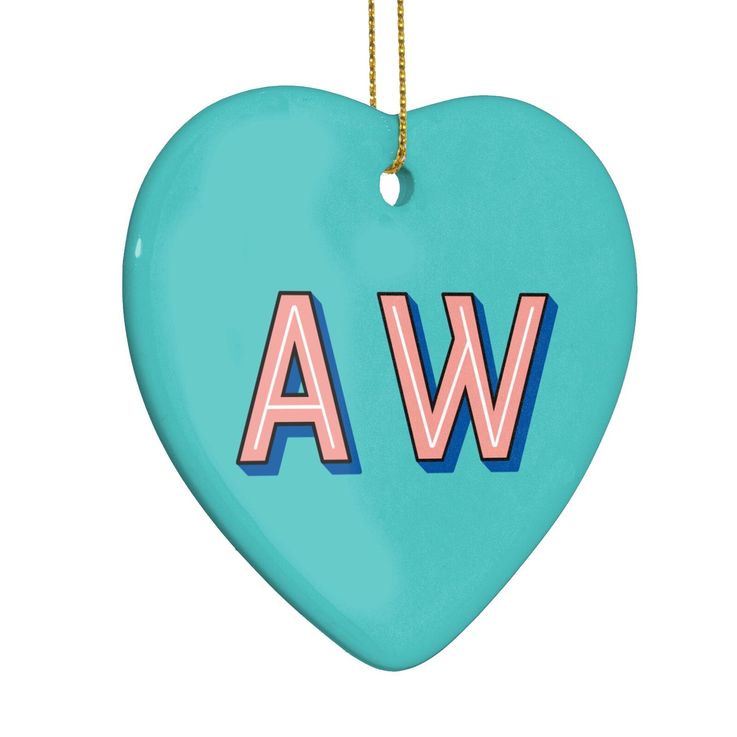 Custom Text Heart Decoration Side Angle