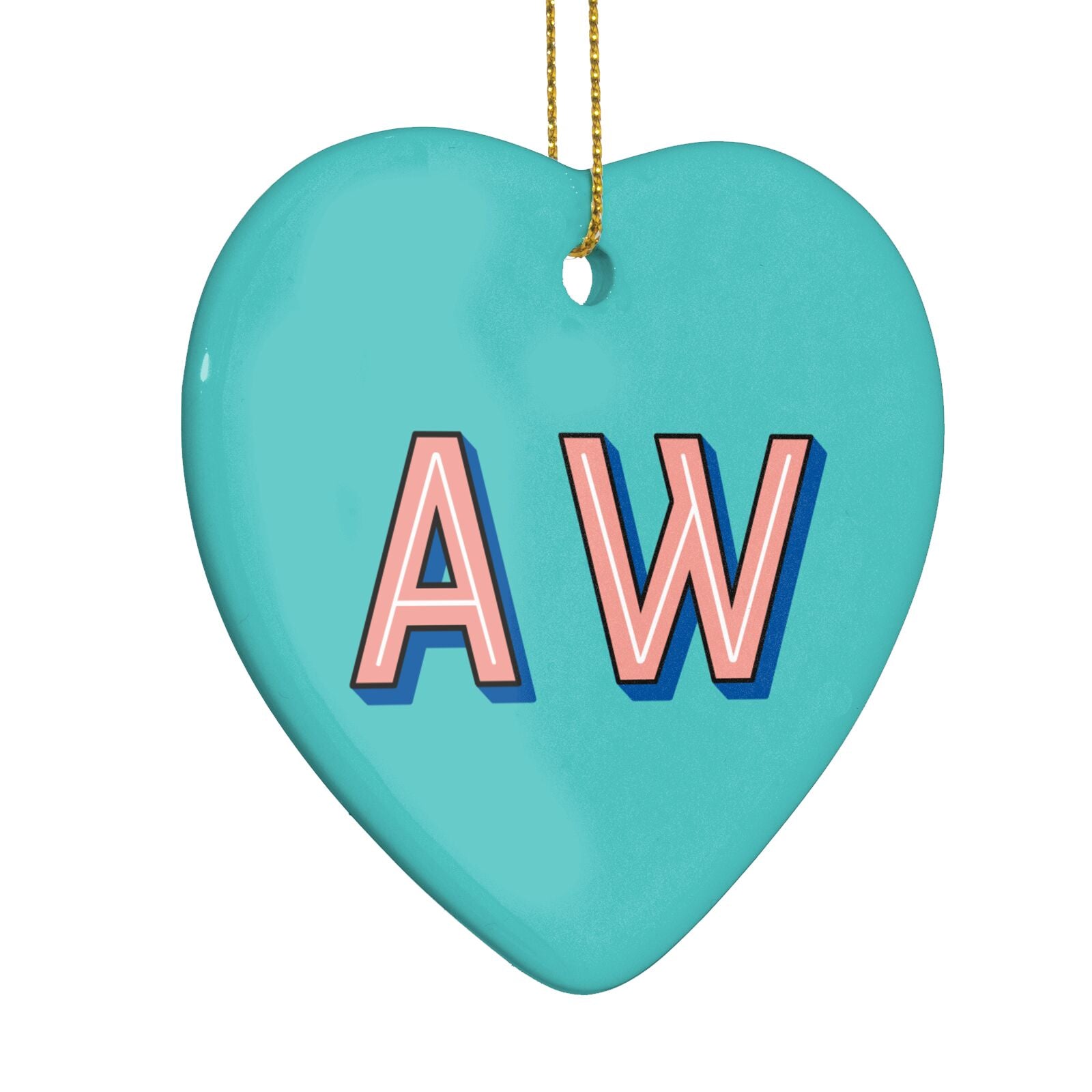 Custom Text Heart Decoration Side Angle
