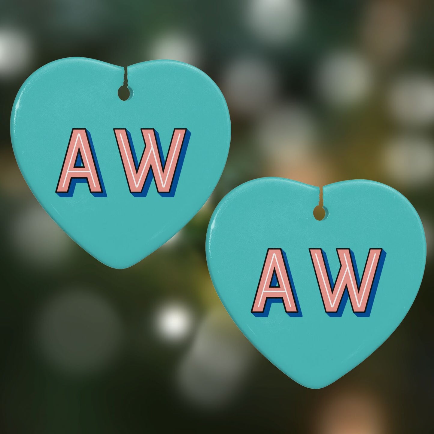 Custom Text Heart Decoration on Christmas Background