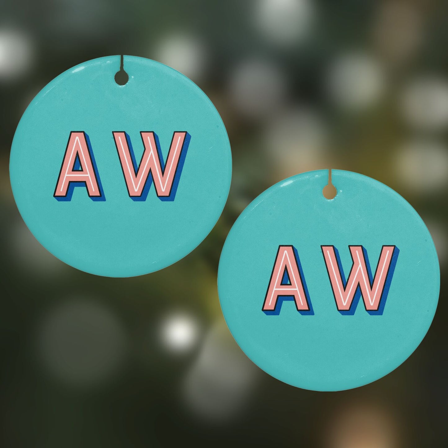 Custom Text Round Decoration on Christmas Background