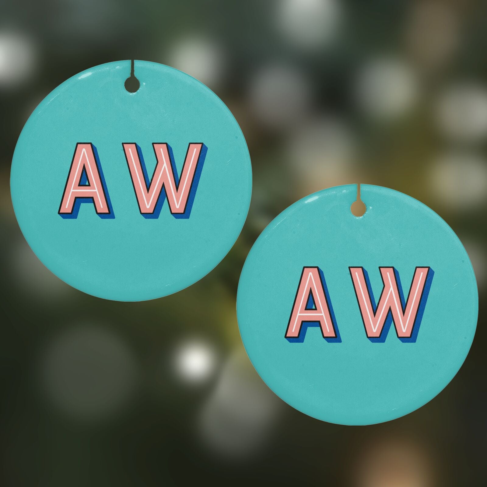 Custom Text Round Decoration on Christmas Background