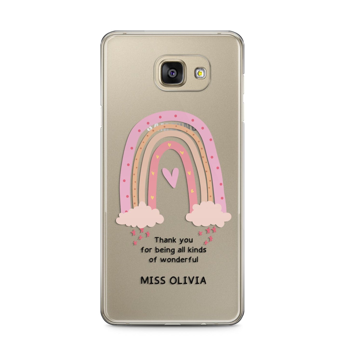 Custom Thank You Teacher Samsung Galaxy A5 2016 Case on gold phone