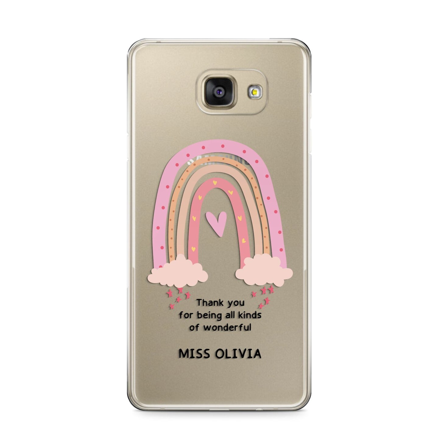 Custom Thank You Teacher Samsung Galaxy A9 2016 Case on gold phone