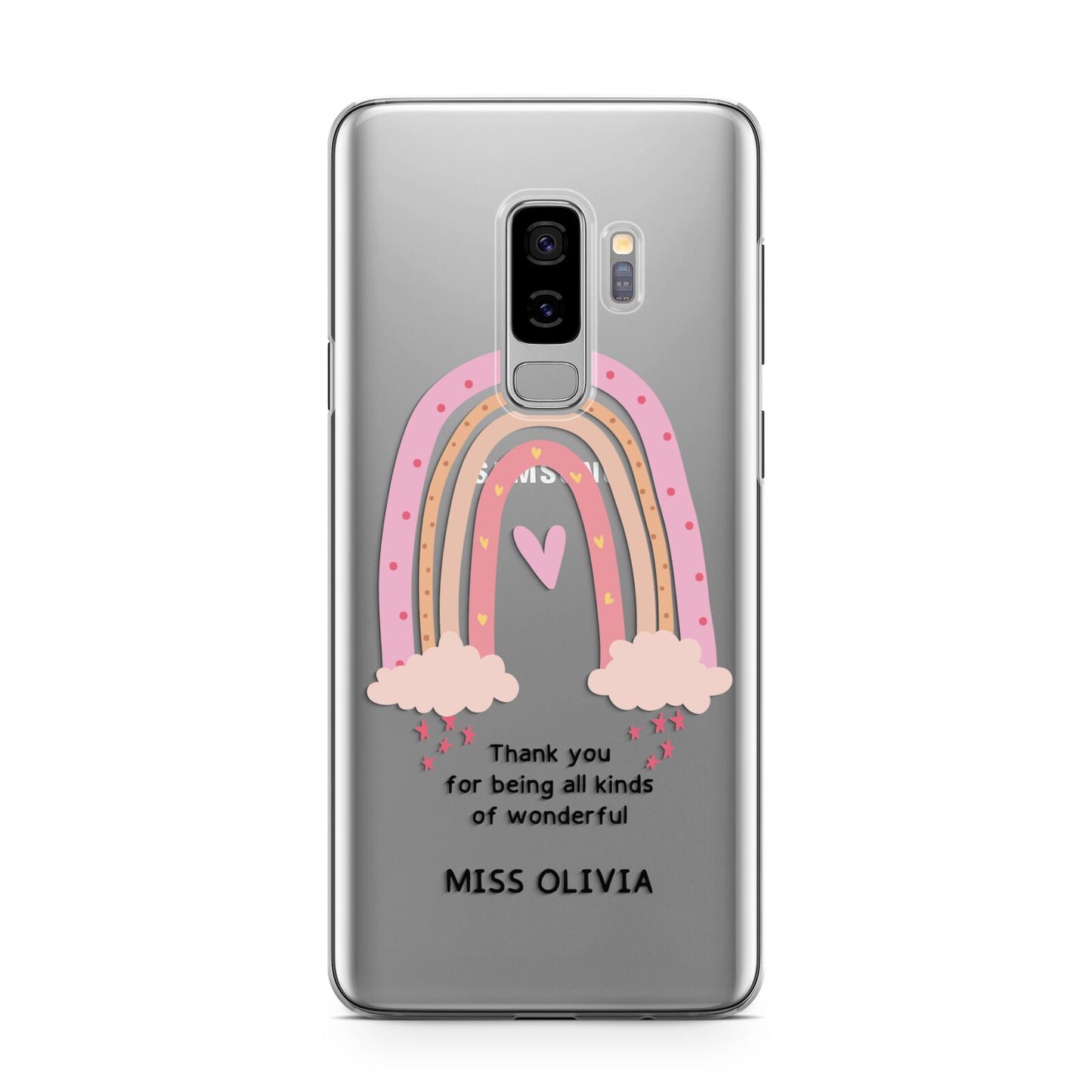 Custom Thank You Teacher Samsung Galaxy S9 Plus Case on Silver phone