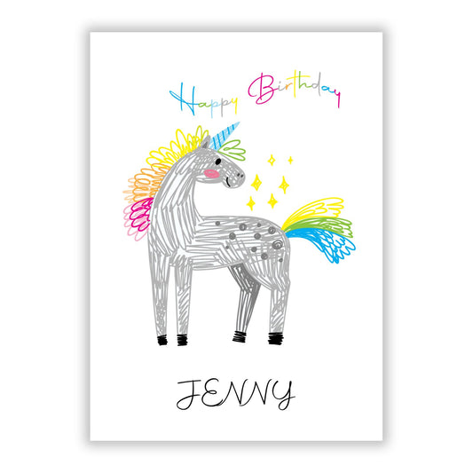 Custom Unicorn A5 Flat Greetings Card