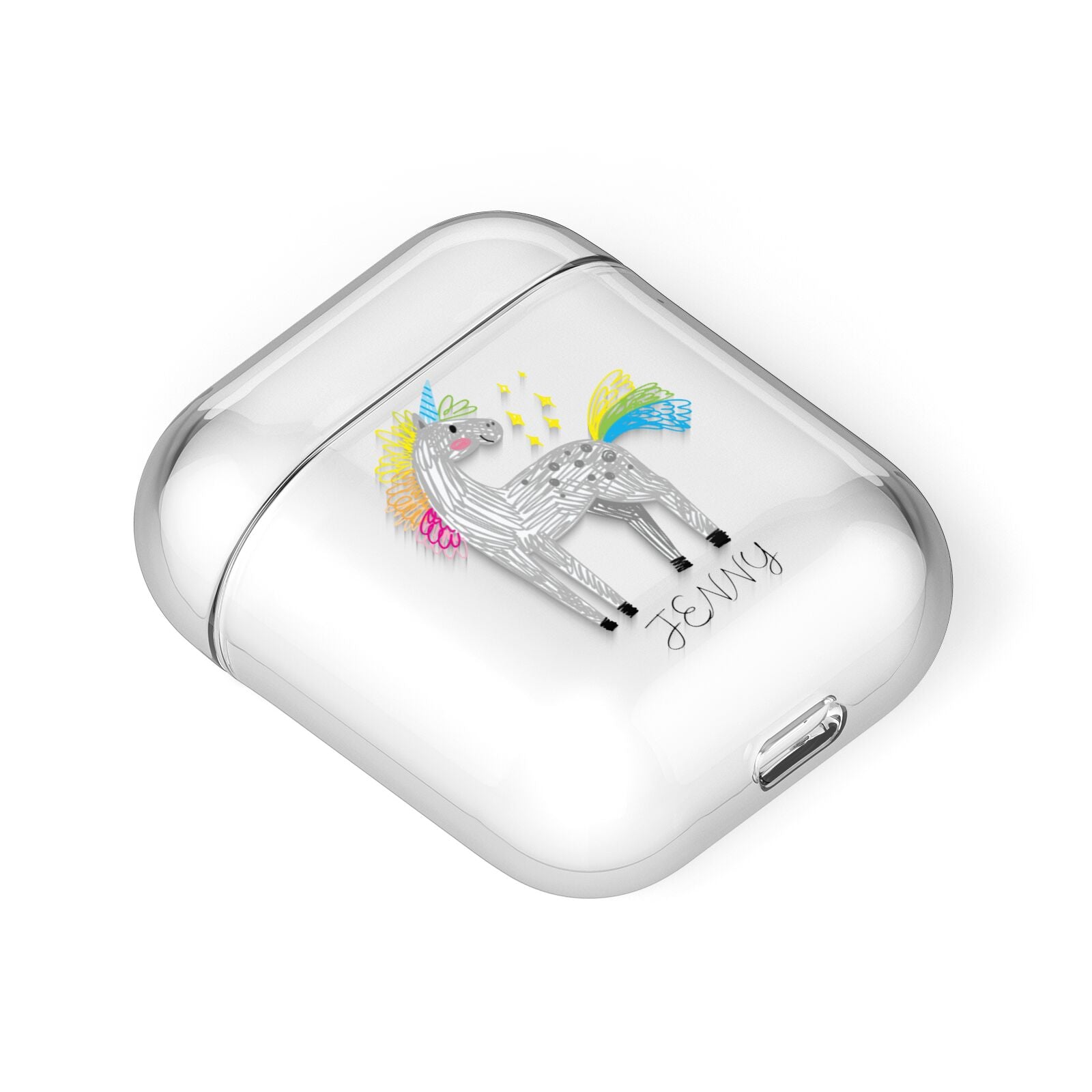 Custom Unicorn AirPods Case Laid Flat