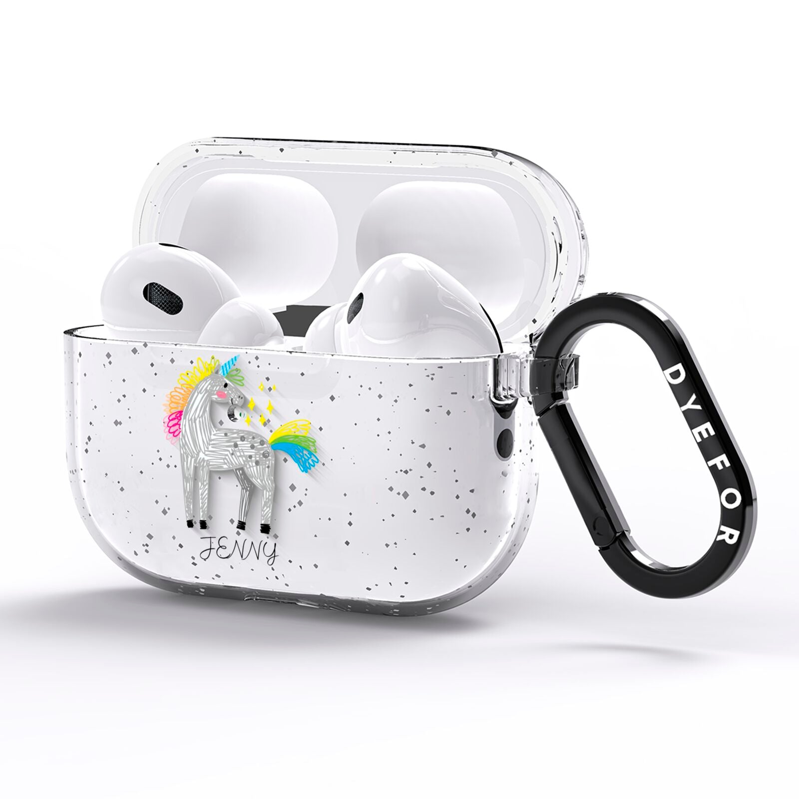 Custom Unicorn AirPods Pro Glitter Case Side Image