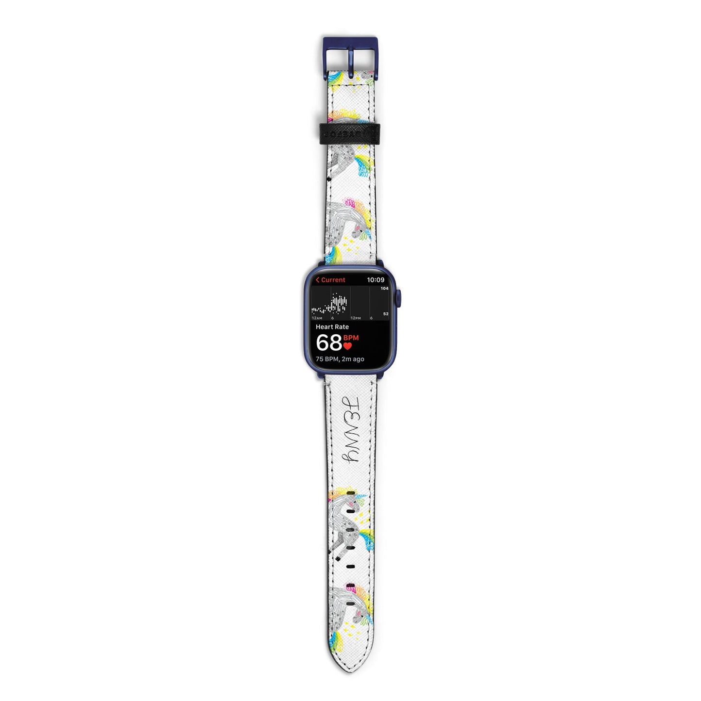 Custom Unicorn Apple Watch Strap Size 38mm with Blue Hardware