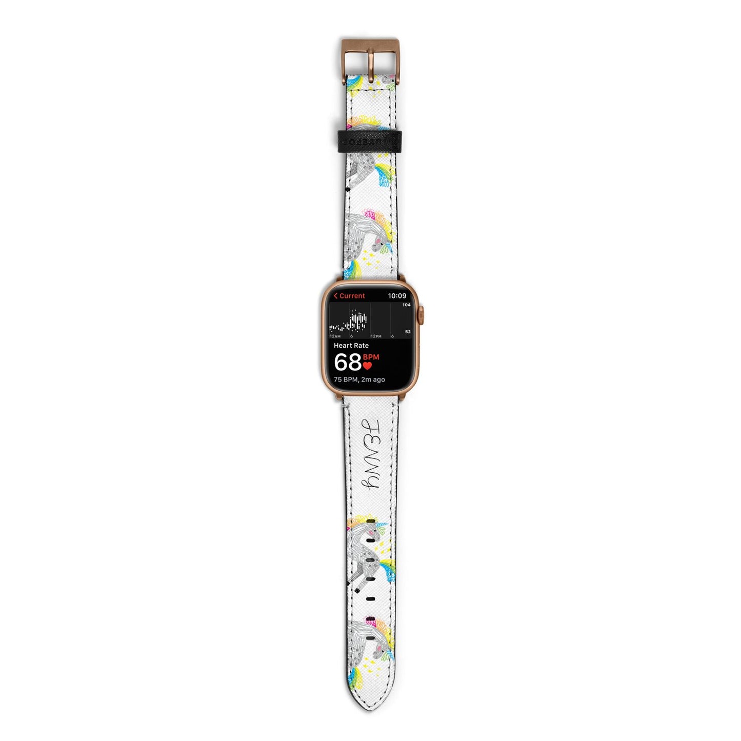 Custom Unicorn Apple Watch Strap Size 38mm with Gold Hardware