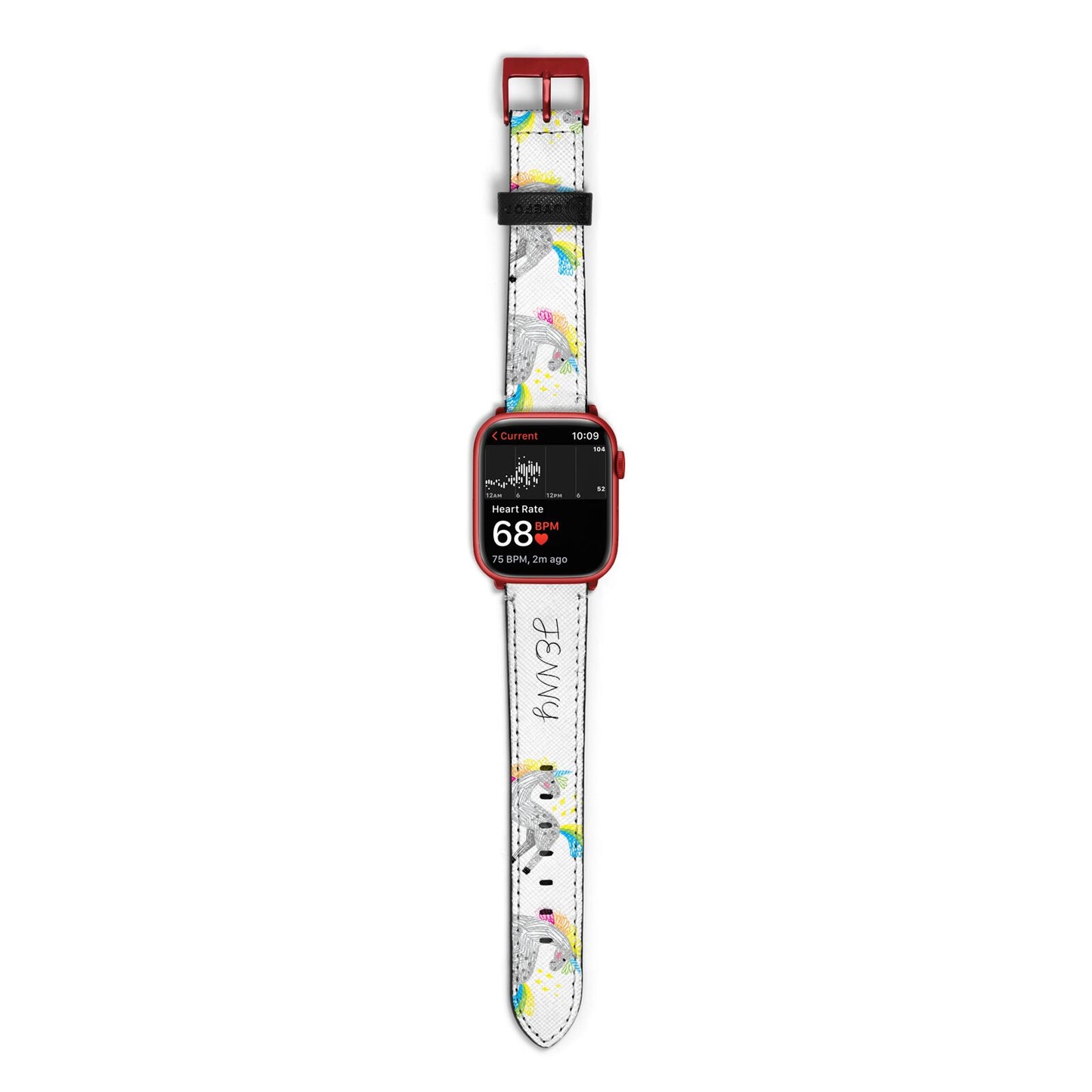 Custom Unicorn Apple Watch Strap Size 38mm with Red Hardware