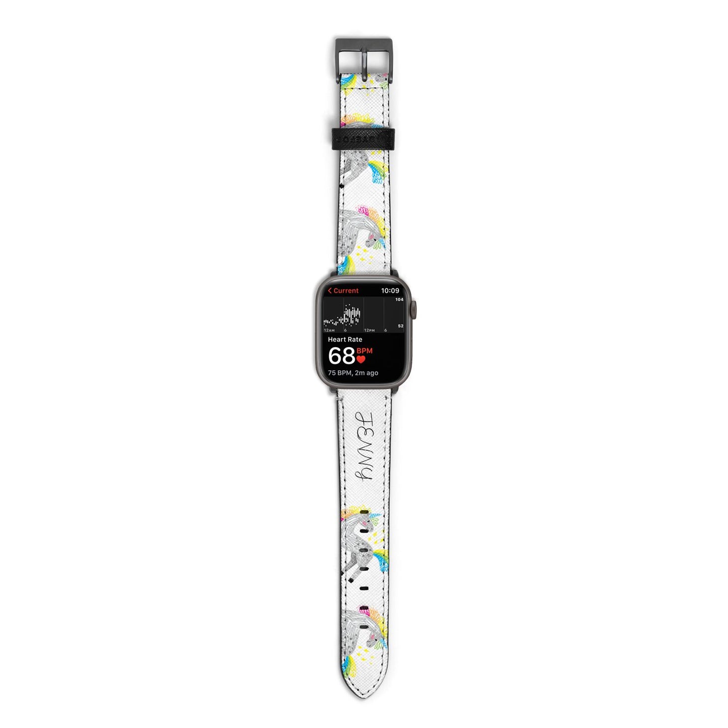 Custom Unicorn Apple Watch Strap Size 38mm with Space Grey Hardware