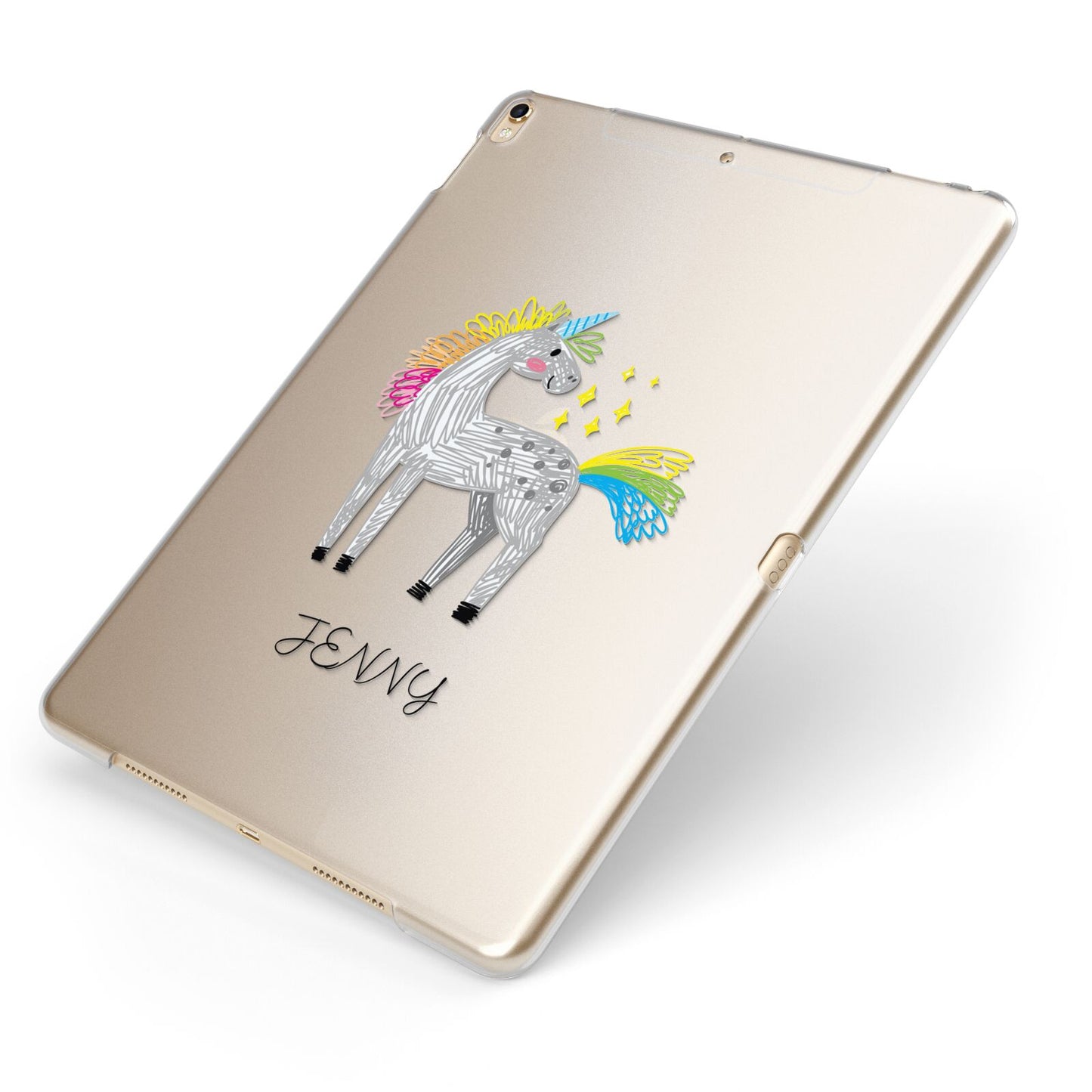 Custom Unicorn Apple iPad Case on Gold iPad Side View
