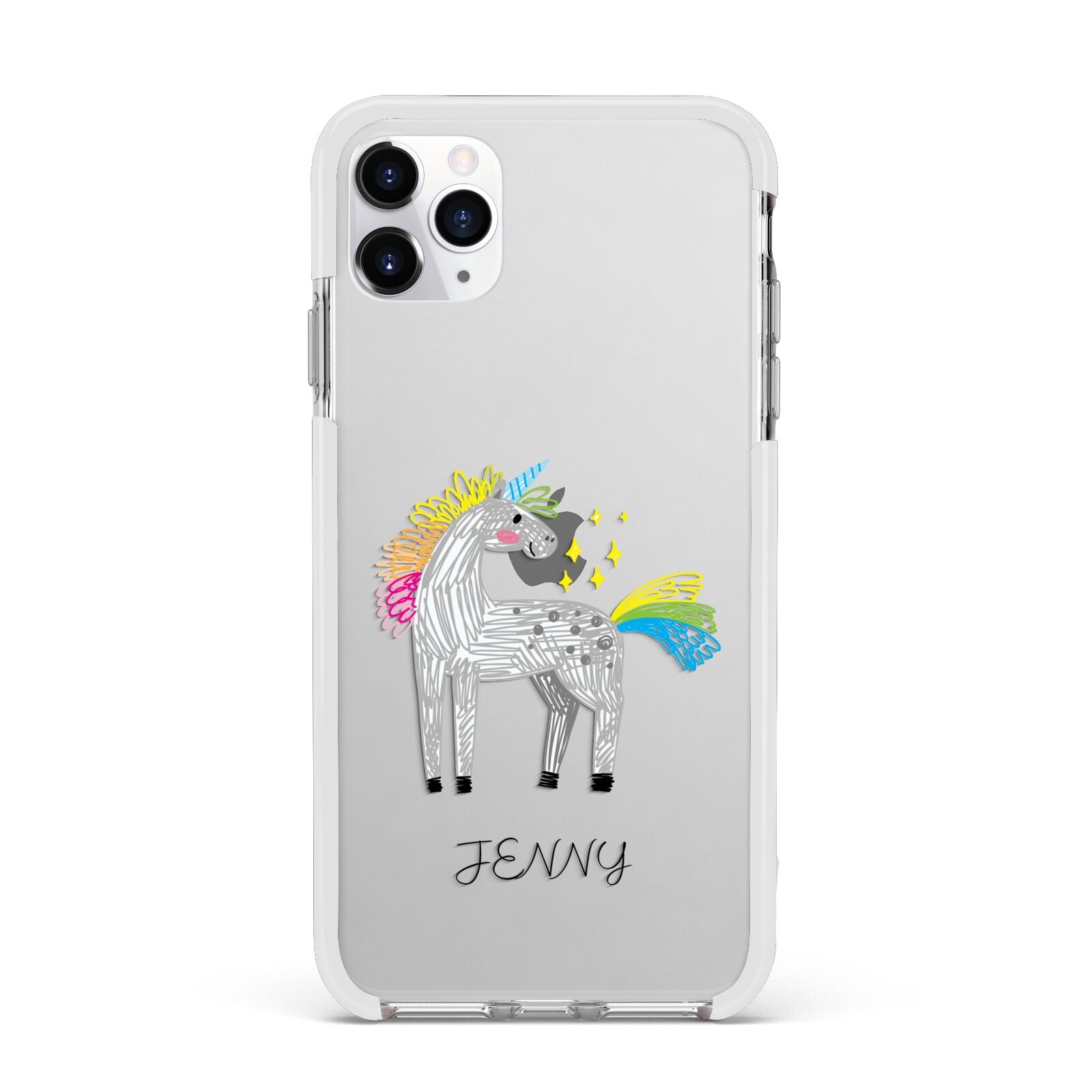 Custom Unicorn Apple iPhone 11 Pro Max in Silver with White Impact Case